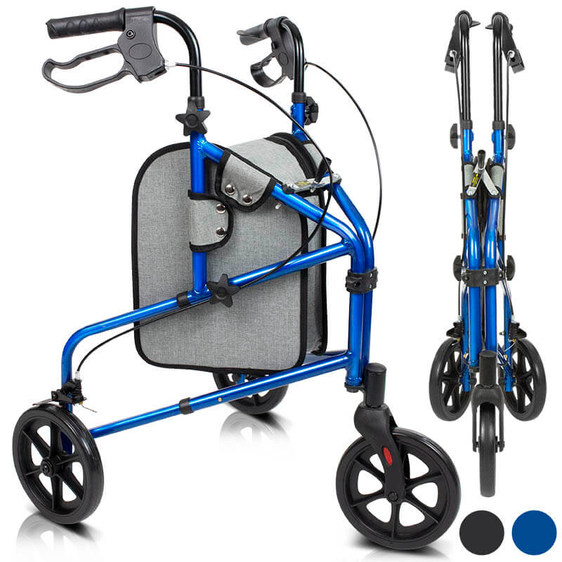 Vive Health 3 Wheel Walker Rollator - Lightweight Foldable Walking Transport