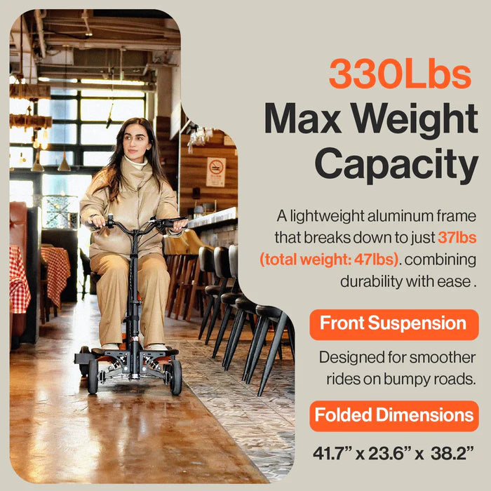 SuperHandy Mobility Scooter All-Terrain - Off-Road Design, 48V 2Ah Battery, 330lb Capacity