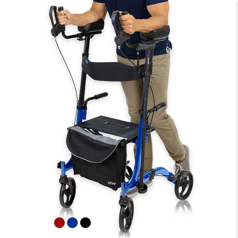 Vive Health Upright Rollator - Walker with Foldable Transport Seat