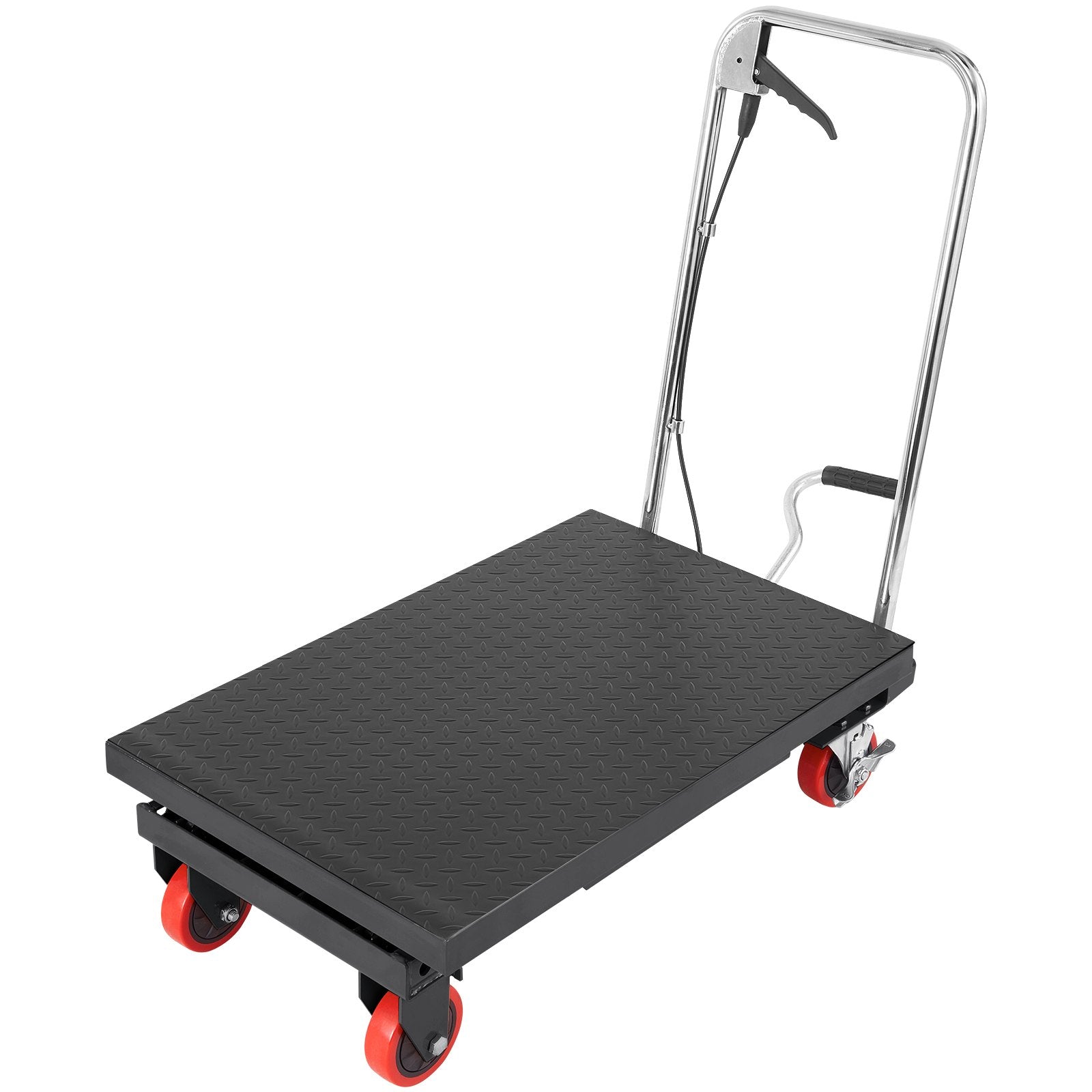 VEVOR Hydraulic Lift Table Cart, 500lbs Capacity 28.5" Lifting Height, Manual Single Scissor Lift Table with 4 Wheels and Non-slip Pad