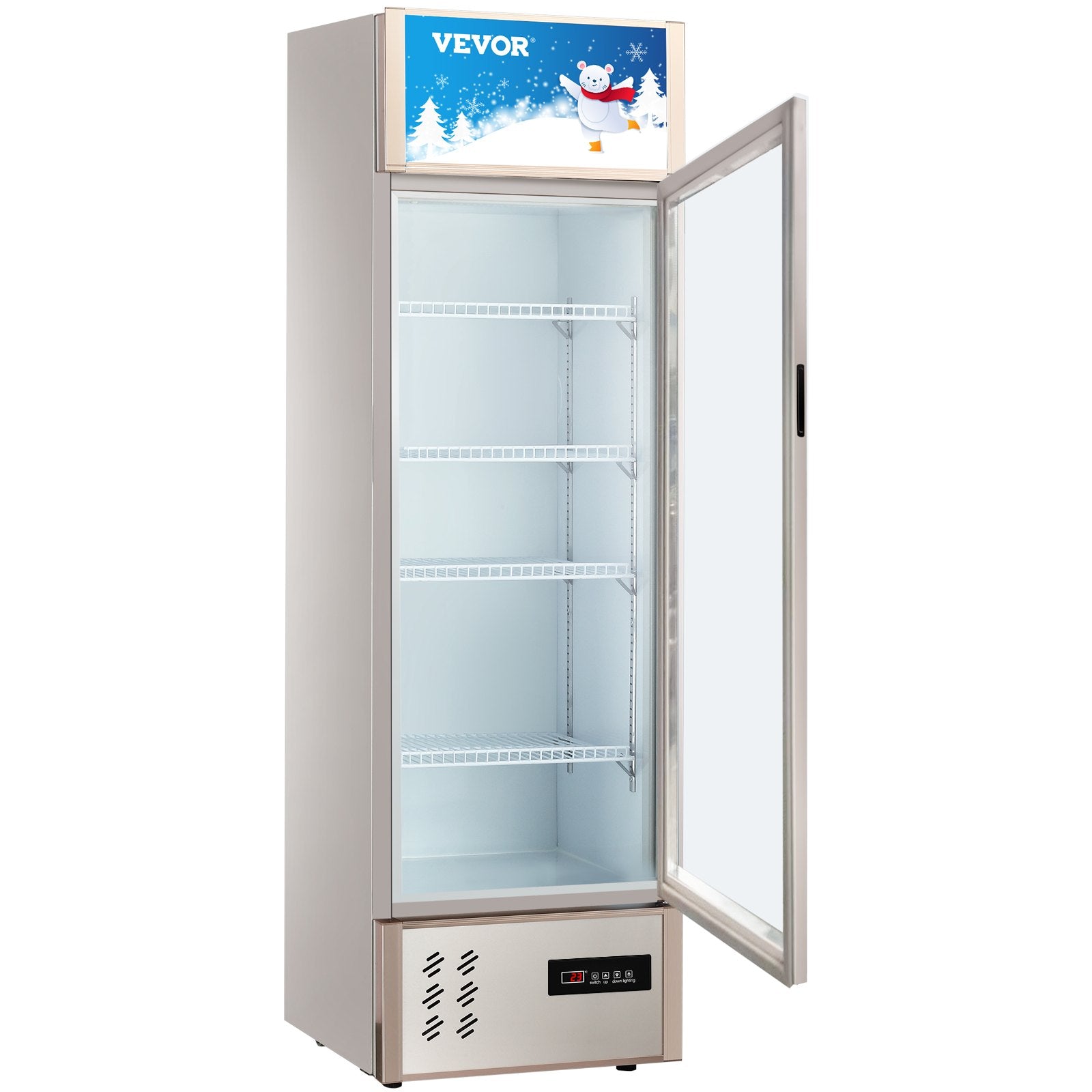 VEVOR Commercial Refrigerator,Display Fridge Upright Beverage Cooler, Glass Door with LED Light for Home, Store, Gym or Office, (8 cu.ft. Single Swing Door)