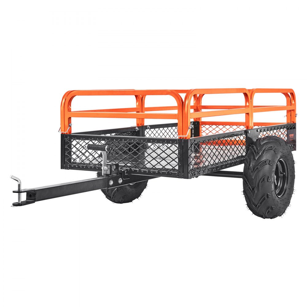 VEVOR Heavy Duty Steel ATV Dump Trailer, 1500-Pound Load Capacity 15 Cubic Feet, Tow Behind Dump Cart Garden Trailer, with Removable Sides and 2 Tires