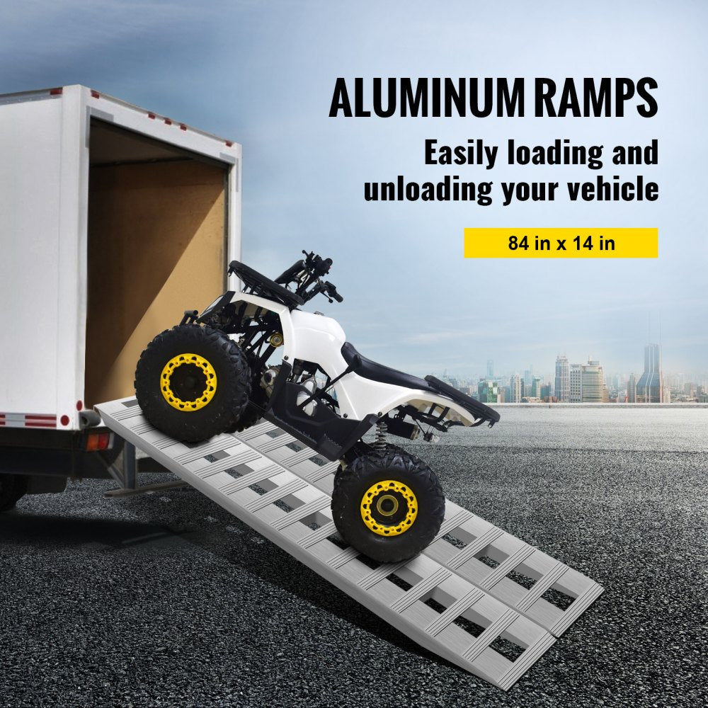 VEVOR 84x14 Inch Aluminum Ramps 6000LBS Capacity Car Trailer Truck ATV Ramps 1 Pair 2 Ramps