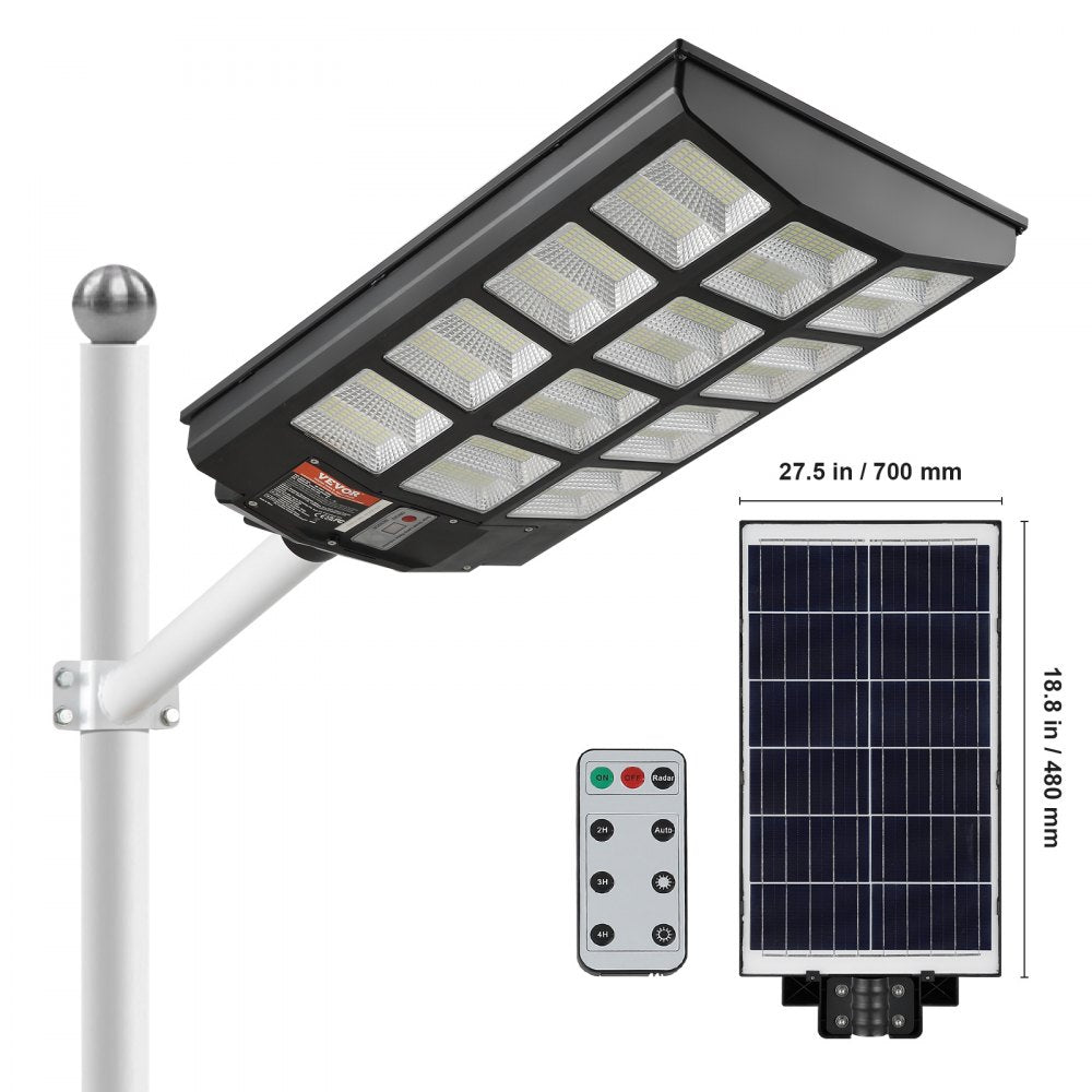VEVOR 1200W Solar Street Light, 1900LM, LED Solar Flood Lights Outdoor with RF Remote Control, IP66 Waterproof Security Solar Powered Motion Sensor Lamp