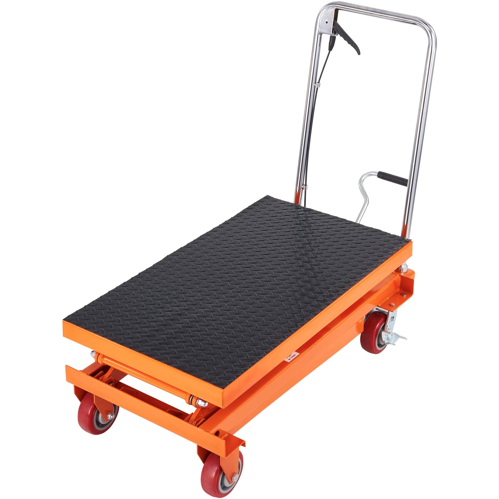 VEVOR Hydraulic Lift Table Cart, 770lbs Capacity 59" Lifting Height, Manual Double Scissor Lift Table with 4 Wheels and Non-slip Pad